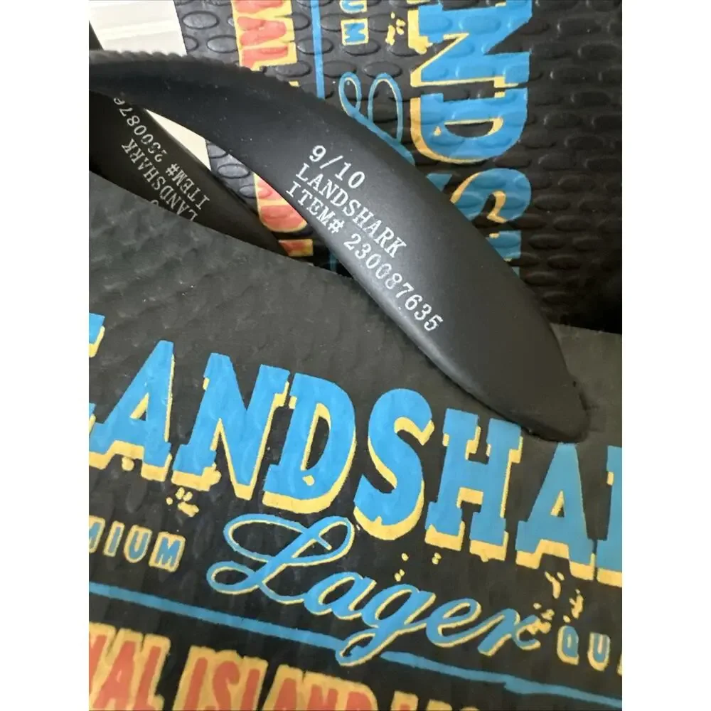 LandShark Men's Flip Flops Black size 9/10 Premier Lager advertising